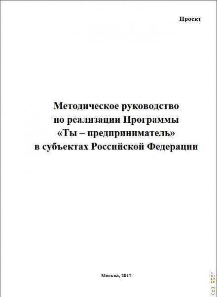Методическое руководство по реализации программы "Ты - предприниматель" в субъектах Российской Федерации. Проект, 2017 г. (Федеральное агентство по делам молодежи. )